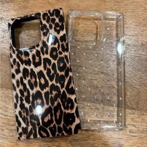 Flaunt iphone 16 pro Leopard Print and Clear Rhinestone Phone Cases